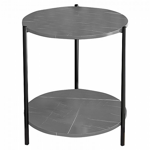 Βοηθητικό τραπέζι Rhythm MDF γκρι μαρμάρου-μαύρο Φ48x60cm
