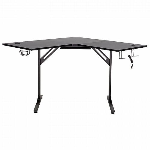 Γωνιακό γραφείο gaming Braxton pakoworld μαύρο 120x120x76εκ