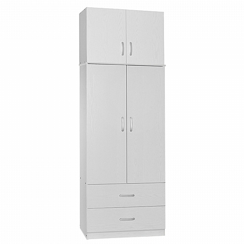Ντουλάπα δίφυλλη και πατάρι Zelia pakoworld λευκό 79x42x180εκ.