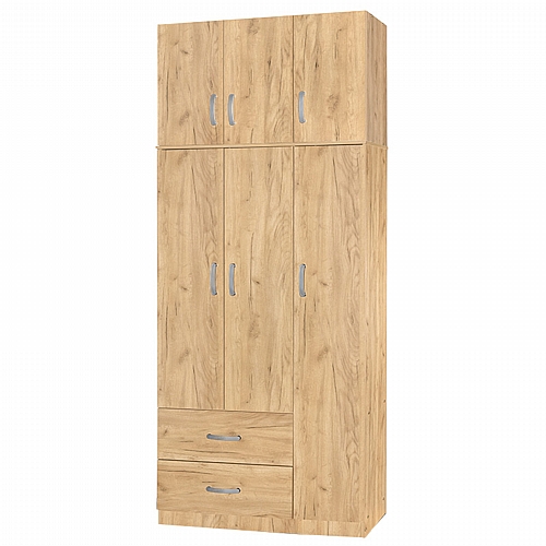 Ντουλάπα τρίφυλλη και πατάρι Zelia pakoworld φυσικό 90x42x180εκ.