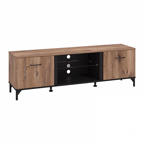 ΕΠΙΠΛΟ TV CORSICA 170 FLAGSTAFF OAK-ΜΑΥΡΟ 170,5x42x53,5εκ