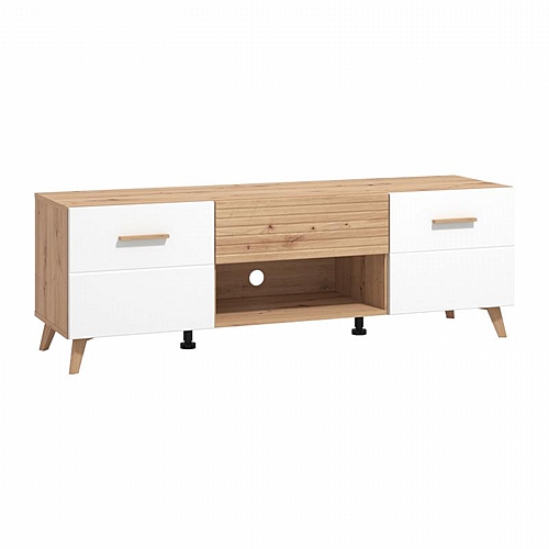 ΕΠΙΠΛΟ TV BRETAGNA 150 ARTISAN OAK-ΛΕΥΚΟ HIGH GLOSS FOIL 147x40x48εκ a.p.r