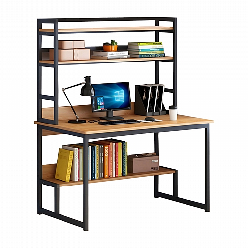 Γραφείο Damp pakoworld με ραφιέρα-MDF φυσικό-μαύρο 100x60x154εκ Γραφείο Damp pakoworld με ραφιέρα-MDF φυσικό-μαύρο 100x60x154εκ