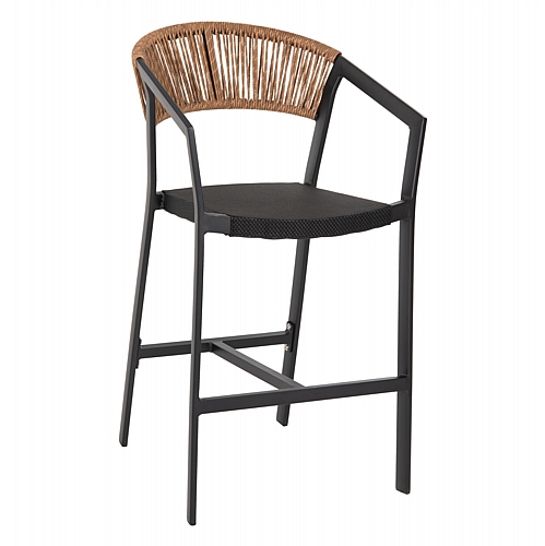 ΣΚΑΜΠΟ ΑΛΟΥΜΙΝΙΟΥ FB95892.15 ΜΕΣΑΙΟΥ ΥΨΟΥΣ RATTAN & TEXTLINE ΜΑΥΡΟ ΜΠΕΖ 56,5x57x99,5Y