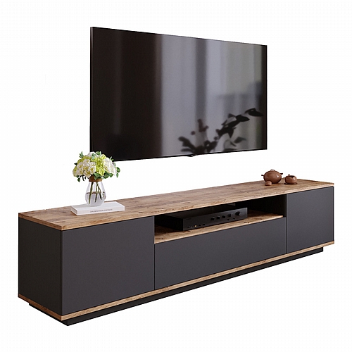 Έπιπλο τηλεόρασης Soren pakoworld sonoma-ανθρακί 180x.44.5x44.6εκ