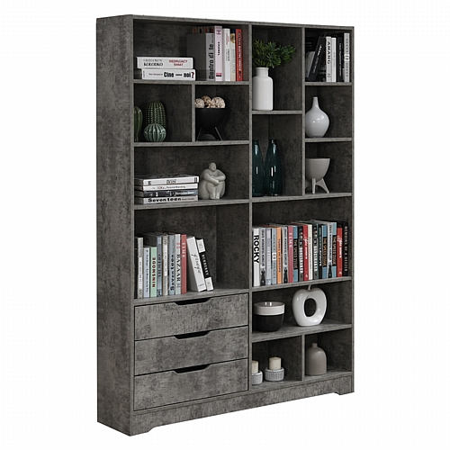 Βιβλιοθήκη Lucinda pakoworld γκρι oak 120x29.8x180.5εκ
