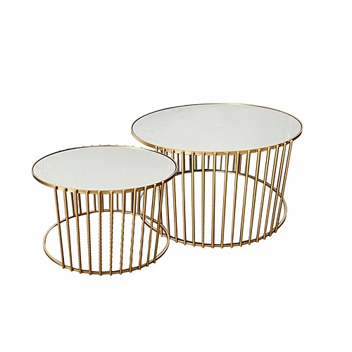 Tραπέζια σαλονιού Boron Inart χρυσό σετ 2τεμ μέταλλο Tραπέζια σαλονιού Boron Inart χρυσό σετ 2τεμ μέταλλο