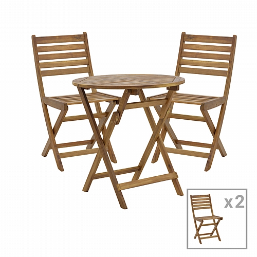 Τραπεζαρία Fatel-Carpuva pakoworld σετ 3τεμ πτυσσόμενο φυσικό μασίφ ξύλο ακακίας Φ70x74εκ Τραπεζαρία Fatel-Carpuva pakoworld σετ 3τεμ πτυσσόμενο φυσικό μασίφ ξύλο ακακίας Φ70x74εκ