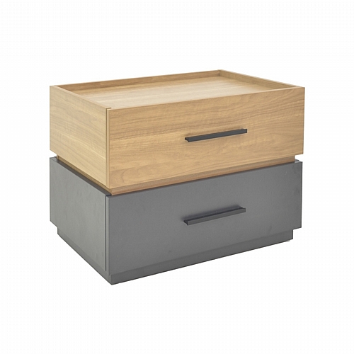 Κομοδίνο Sonlen pakoworld mdf σε sonoma-ανθρακί απόχρωση 60x40x44.5εκ Κομοδίνο Sonlen pakoworld mdf σε sonoma-ανθρακί απόχρωση 60x40x44.5εκ