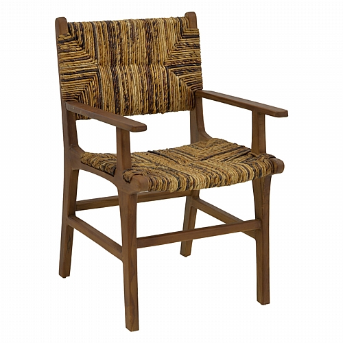 Πολυθρόνα Refane pakoworld φυσικό teak ξύλο-ψάθα 55x60x85εκ