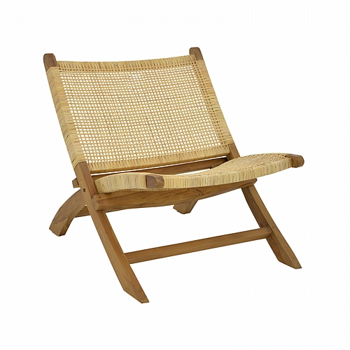Πολυθρόνα Jerenze pakoworld φυσικό teak ξύλο-φυσικό rattan 65x78x68εκ