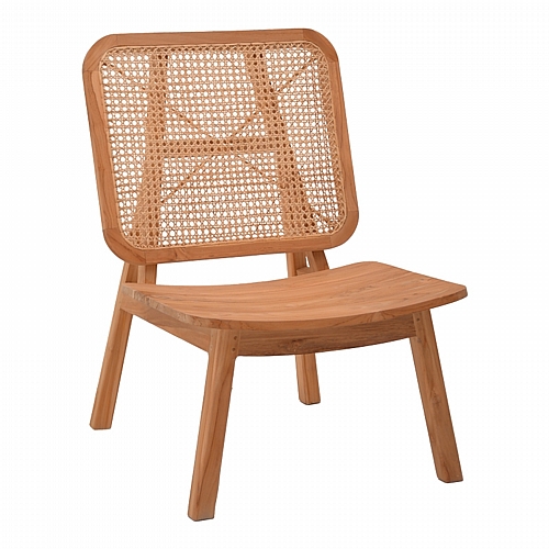 Πολυθρόνα Viborg pakoworld φυσικό teak ξύλο-φυσικό rattan 60x75x87εκ