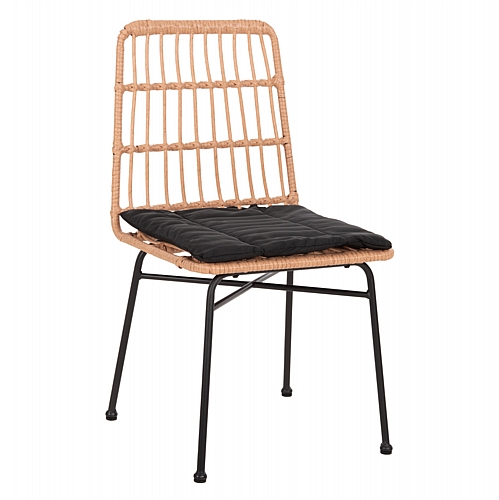 ΚΑΡΕΚΛΑ FB95705.11 ΜΑΥΡΗ ΜΕΤΑΛΛΙΚΗ ΜΕ ΜΑΞΙΛΑΡΙ-WICKER ΜΠΕΖ 46,5x50x85Υεκ.