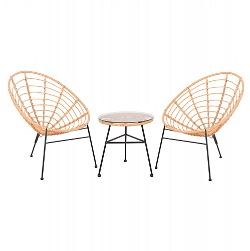 ΣΕΤ ΕΞΩΤΕΡΙΚΟΥ ΧΩΡΟΥ 3ΤΜΧ FB921047.11 ΜΠΕΖ ΣΥΝΘ.RATTAN-ΜΕΤΑΛΛΟ ΣΕ ΜΑΥΡΟ
