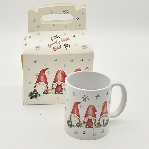 Χριστουγεννιάτικη κούπα για τον παππού με εικονιζόμενους νάνους σε συσκευασία δώρου