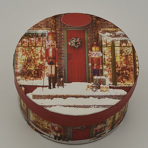 Στρογγυλό χριστουγεννιάτικο κουτί με καρυοθραύστες