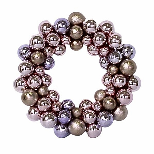 Χριστουγεννιάτικο στεφάνι  με  μπάλες ροζ-gold