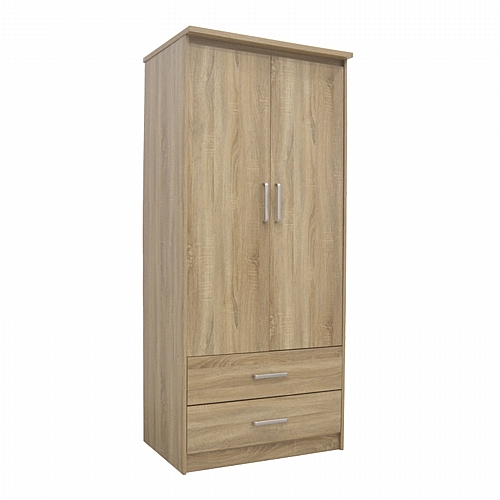 Ντουλάπα ρούχων δίφυλλη OLYMPUS pakoworld σε sonoma απόχρωση 81x57x183εκ