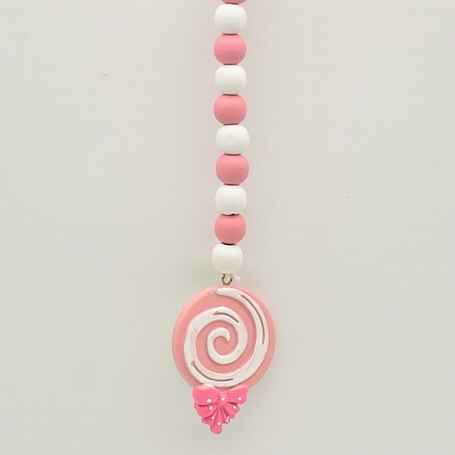 Κρεμαστό στολίδι με τελείωμα γλυφιτζούρι χρώμα ροζ με άσπρο