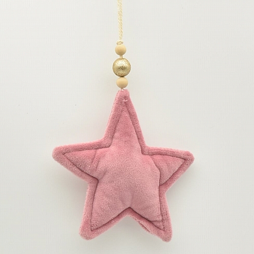 Στολίδι κρεμαστό υφασμάτινο ροζ αστέρι