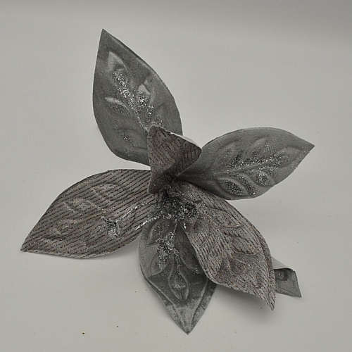 Αλεξανδρινό λουλούδι σε γκρι χρώμα με ασημί glitter