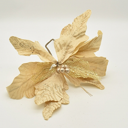 Χριστουγεννιάτικο διακοσμητικό λουλούδι σε χρυσό χρώμα