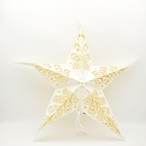 Κρεμαστό στολίδι αστέρι λευκό με χρυσόσκονη