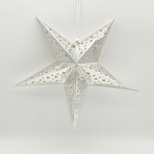 Διακοσμητικό χάρτινο κρεμαστό αστέρι σε ασημί χρώμα
