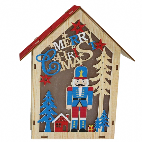 Χριστουγεννιάτικο διακοσμητικό ξύλινο με φως (με μπαταρία)