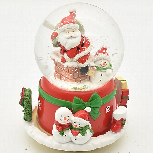 Χιονόμπαλα με άγιο βασίλη και χιονάνθρωπο ( κάνει μουσική και κόκκινο φως )