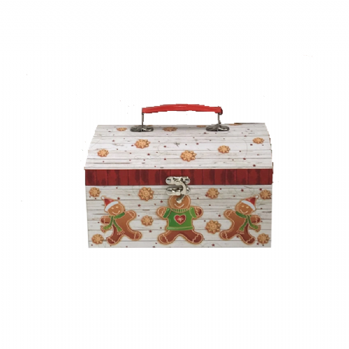 Χριστουγεννιάτικο κουτί μπαούλο με εικονιζόμενους μπισκοτοανθρώπους
