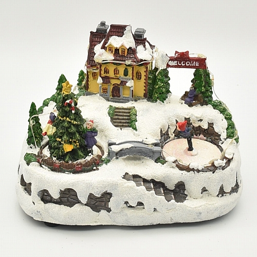 Επιτραπέζιο χριστουγεννιάτικο χωριό με led και μουσική