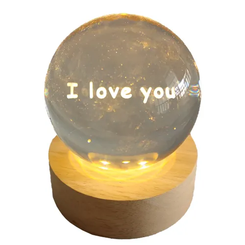 Γυάλα με χάραξη και φως I love you