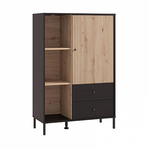 ΒΙΤΡΙΝΑ CORREZE 2K2F POP ΜΑΥΡΟ OAK-ARTISAN OAK 87x40x131εκ