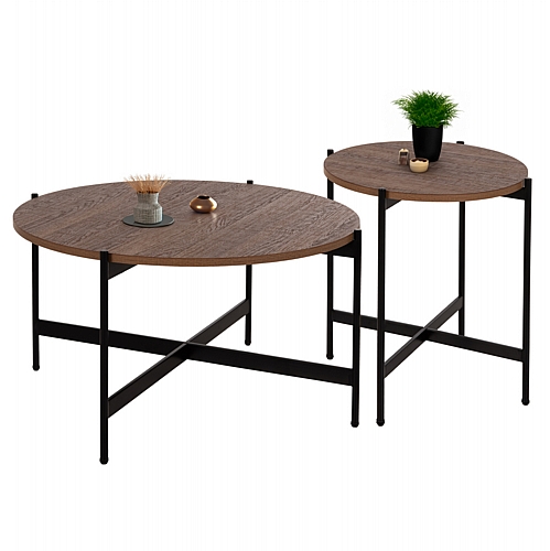 ΣΕΤ 2ΤΜΧ ΤΡΑΠΕΖΙΑ ΣΑΛΟΝΙΟΥ FB921089.03 MDF ΣΕ ΚΑΡΥΔΙ ΧΡΩΜΑ Φ80εκ & Φ50εκ