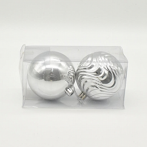 Χριστουγεννιάτικες ασημί μπάλες πλαστικές 2τμχ