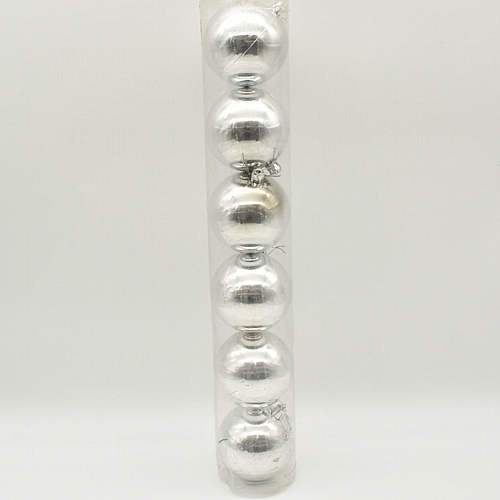 Χριστουγεννιάτικες ασημί μπάλες πλαστικές 6τμχ