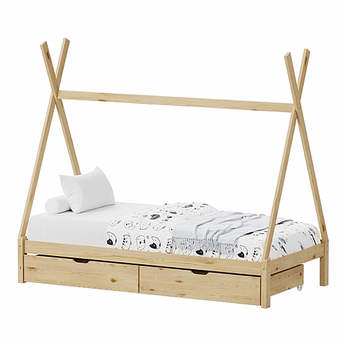 Παιδικό κρεβάτι Lalitto τ.Montessori με 2 συρτάρια τ.Montessori  pakoworld ξύλο πεύκου σε φυσική απόχρωση 90x190εκ