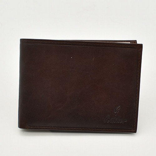 Ανδρικό πορτοφόλι καφέ Genuine leather οριζόντιου τύπου
