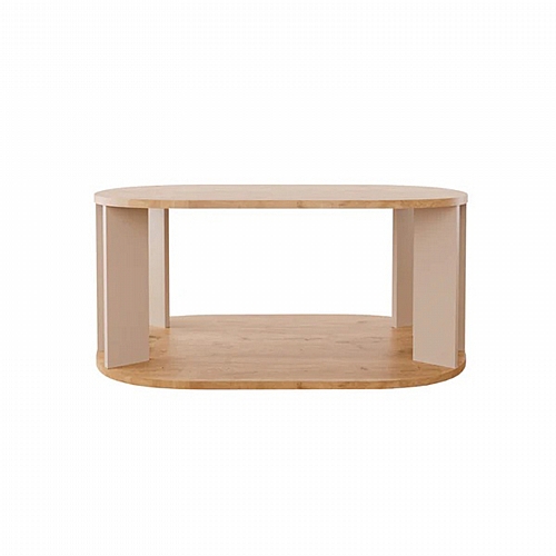 Τραπέζι Solka pakoworld σε oak απόχρωση με ανοιχτό γκρι 90x56x40εκ