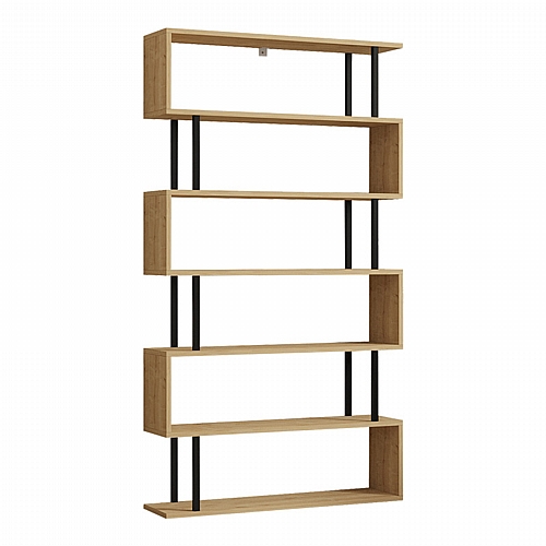 Βιβλιοθήκη Ziza pakoworld σε oak  απόχρωση 90x22x162.6εκ