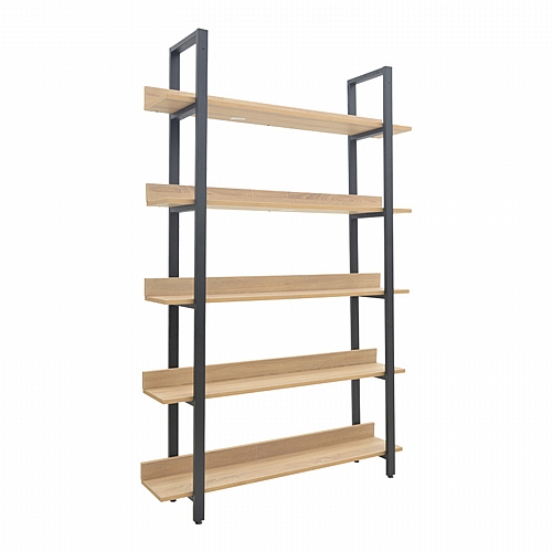 Βιβλιοθήκη Almond pakoworld σε oak-μαύρη απόχρωση 120x29x185εκ