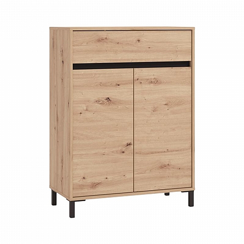 ΠΑΠΟΥΤΣΟΘΗΚΗ FLANNAN 2K1F2V ARTISAN OAK/ΜΑΥΡΟ MATT ΧΡΩΜΑ 80x40x110εκ
