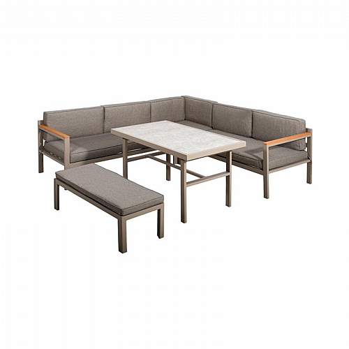 ΓΩΝΙΑΚΟ ΣΕΤ ΚΗΠΟΥ Fylliana Estelle ΜΠΕΖ ΧΡΩΜΑ 213x213x65εκ