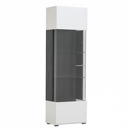 ΒΙΤΡΙΝΑ Enzo 1K VS Λευκό-Black Grey Wood-Λευκή Λάκα 58x35x190εκ f.r.r