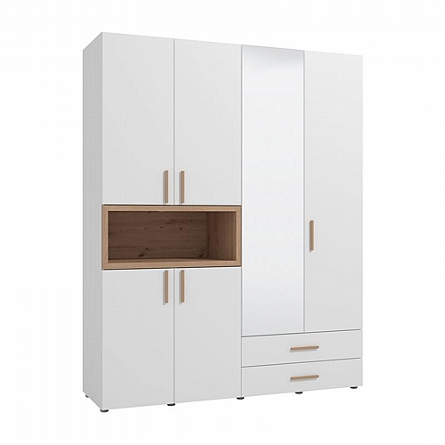 ΝΤΟΥΛΑΠΑ DONALD 4K2F1O h227 ΛΕΥΚΟ/ARTISAN OAK ΧΡΩΜΑ 179x57x227εκ