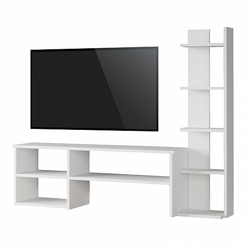 Σύνθετο σαλονιού Perla pakoworld σε λευκή απόχρωση 120x29.5x41,8εκ