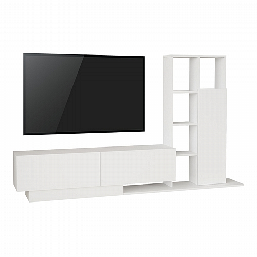 Σύνθετο σαλονιού Damon pakoworld σε λευκή απόχρωση 211.2x29.5x123.6εκ