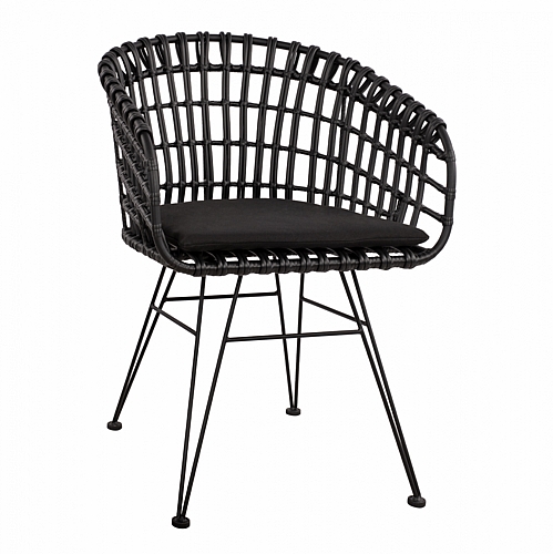 ΠΟΛΥΘΡΟΝΑ ΤΥΠΟΥ ΦΩΛΙΑ ΜΕΤΑΛΛΙΚΗ FB95456.02 ΜΕ WICKER ΜΑΥΡΟ 59Χ56,5Χ83Υ εκ.
