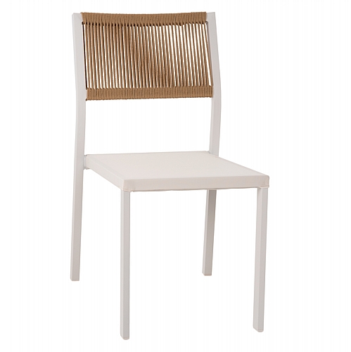 ΚΑΡΕΚΛΑ ΑΛΟΥΜΙΝΙΟΥ ΛΕΥΚΗ ΜΠΕΖ RATTAN & TEXTLINE FB95921.02 46x55,5x83Yεκ.